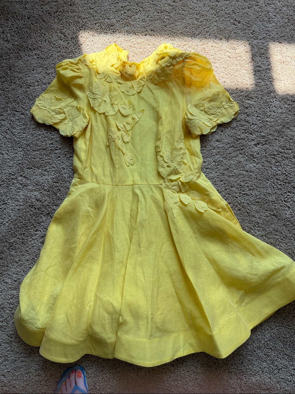 Yellow Floral Appliqué Dress